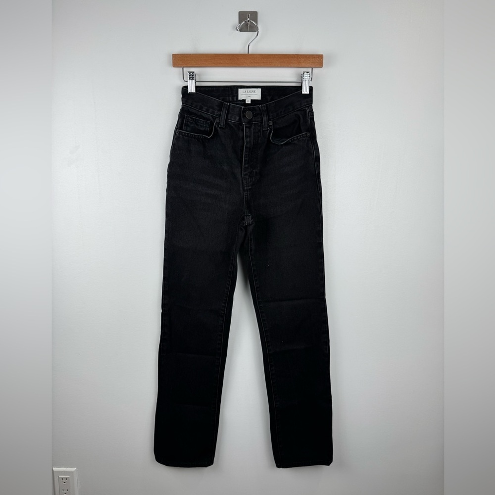 La Ligne Black High-Rise Straight Jeans